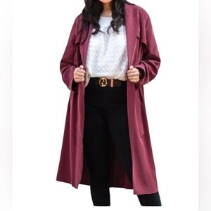 KESTAN Hawthorne Burgundy Trench coat. Size medium NWT